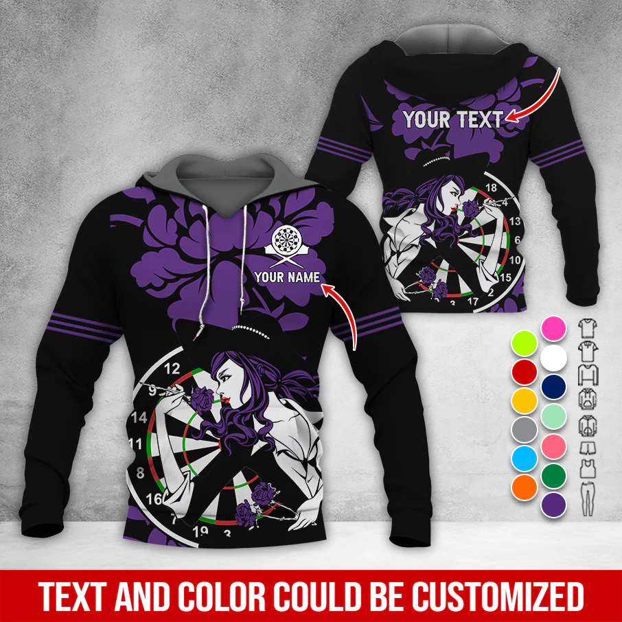 Customized Name & Text Darts Rose Premium Hoodie, Darts & Rose Girl Hoodie, Perfect Gift For Darts Lovers, Friend, Family - Image 10