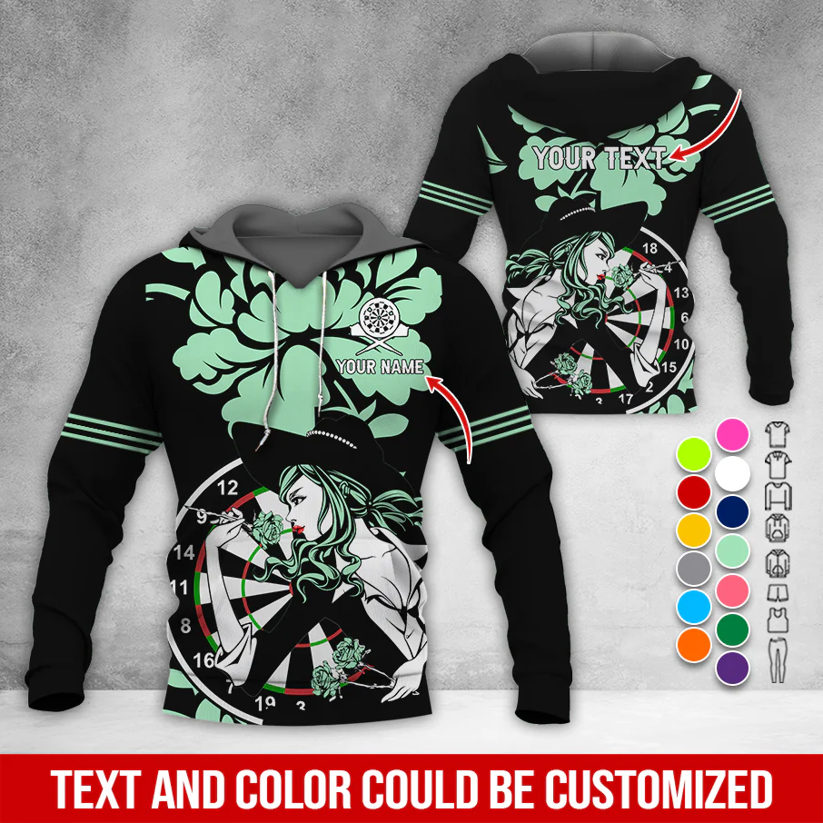 Customized Name & Text Darts Rose Premium Hoodie, Darts & Rose Girl Hoodie, Perfect Gift For Darts Lovers, Friend, Family - Image 12