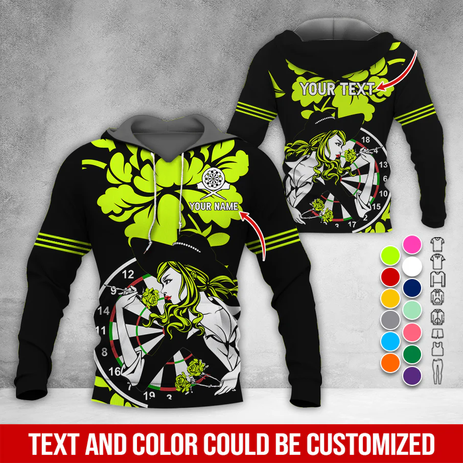 Customized Name & Text Darts Rose Premium Hoodie, Darts & Rose Girl Hoodie, Perfect Gift For Darts Lovers, Friend, Family - Image 5