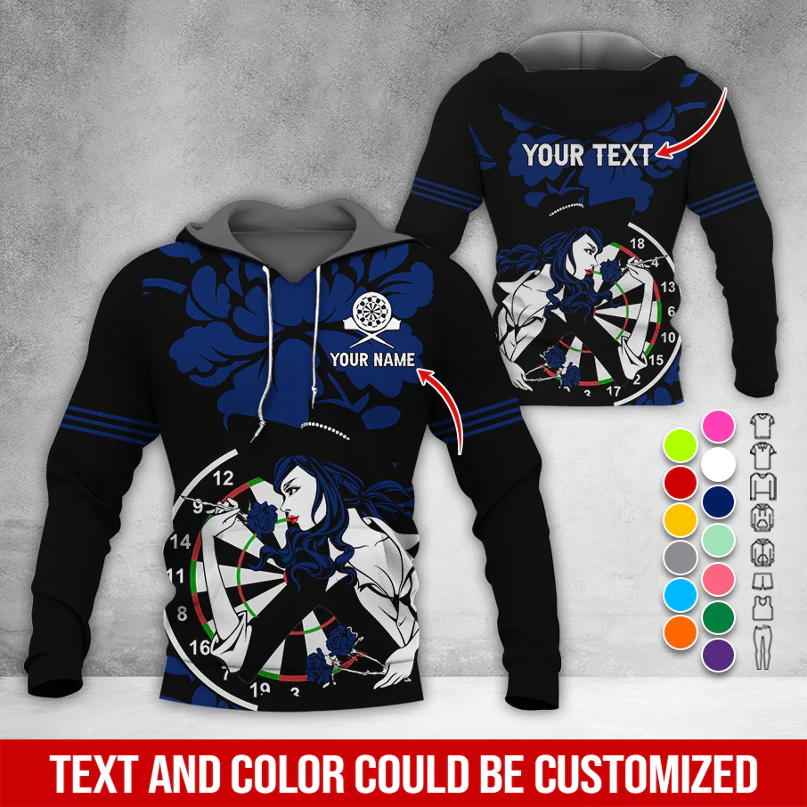 Customized Name & Text Darts Rose Premium Hoodie, Darts & Rose Girl Hoodie, Perfect Gift For Darts Lovers, Friend, Family - Image 6