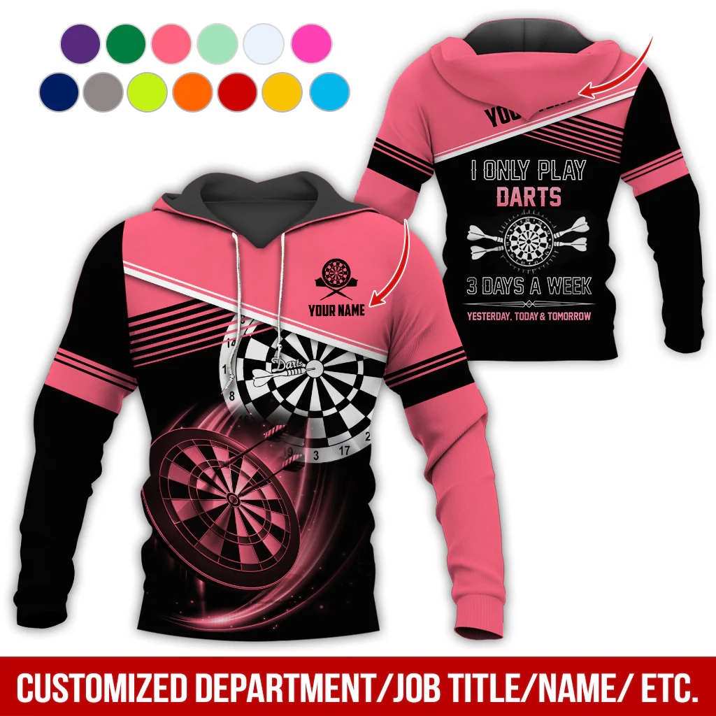 Customized Name & Text Darts Skull Premium Hoodie, I Only Play Darts 3 Days a Week Hoodie, Perfect Gift For Darts Lovers, Darts Player - Image 10