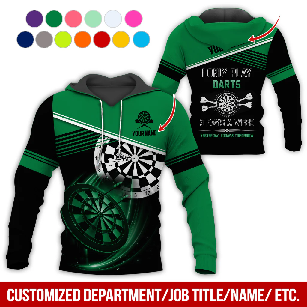 Customized Name & Text Darts Skull Premium Hoodie, I Only Play Darts 3 Days a Week Hoodie, Perfect Gift For Darts Lovers, Darts Player - Image 5