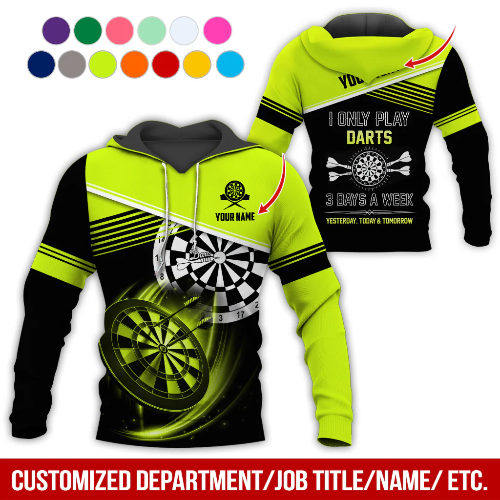 Customized Name & Text Darts Skull Premium Hoodie, I Only Play Darts 3 Days a Week Hoodie, Perfect Gift For Darts Lovers, Darts Player - Image 6