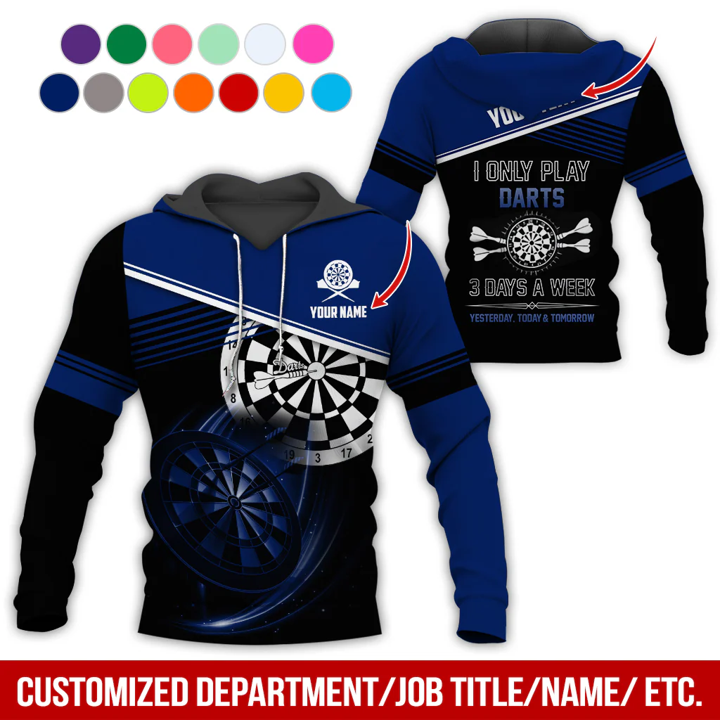 Customized Name & Text Darts Skull Premium Hoodie, I Only Play Darts 3 Days a Week Hoodie, Perfect Gift For Darts Lovers, Darts Player - Image 7