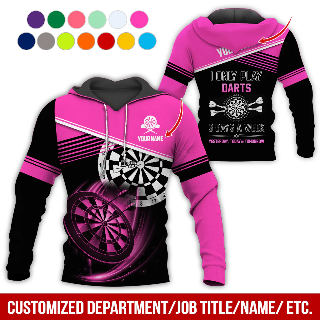 Customized Name & Text Darts Skull Premium Hoodie, I Only Play Darts 3 Days a Week Hoodie, Perfect Gift For Darts Lovers, Darts Player - Image 8