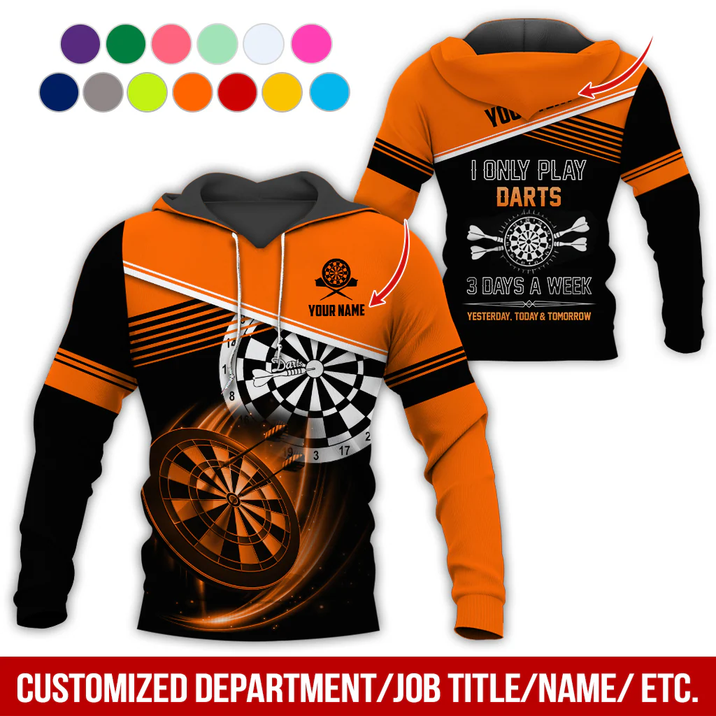 Customized Name & Text Darts Skull Premium Hoodie, I Only Play Darts 3 Days a Week Hoodie, Perfect Gift For Darts Lovers, Darts Player - Image 9