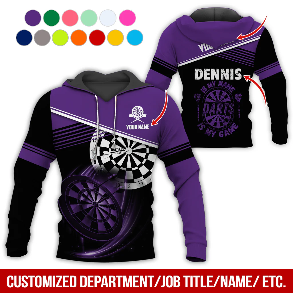Customized Name & Text Darts Skull Premium Hoodie, Is My Name Player Darts Hoodie, Perfect Gift For Darts Lovers, Darts Player - Image 11