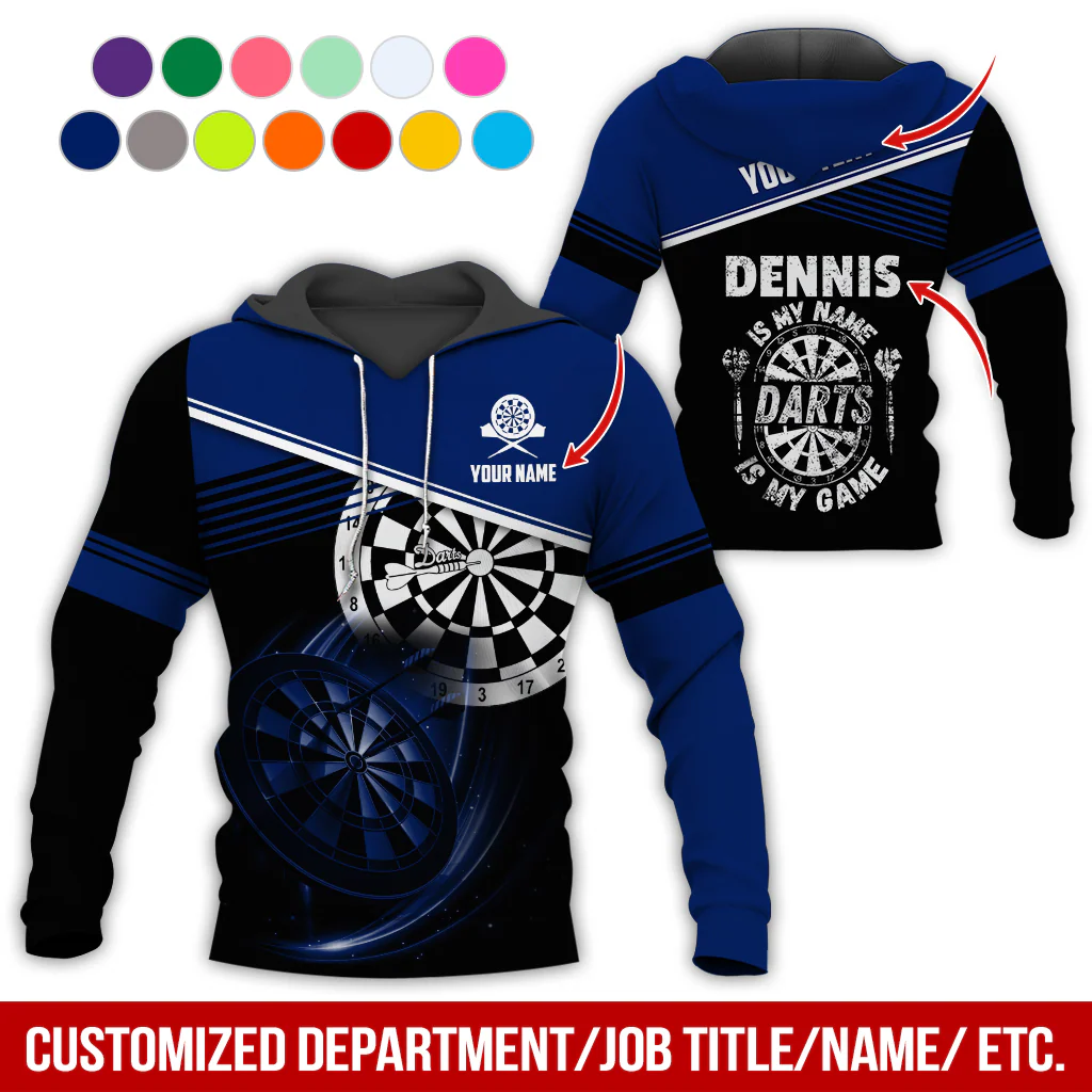 Customized Name & Text Darts Skull Premium Hoodie, Is My Name Player Darts Hoodie, Perfect Gift For Darts Lovers, Darts Player - Image 7
