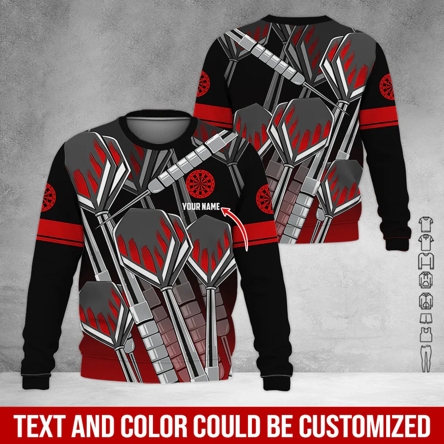 Customized Name & Text Darts Sweatshirt, Darts Pattern Shirts For Men & Women - Gift For Darts Lovers, Friend, Family - Image 4