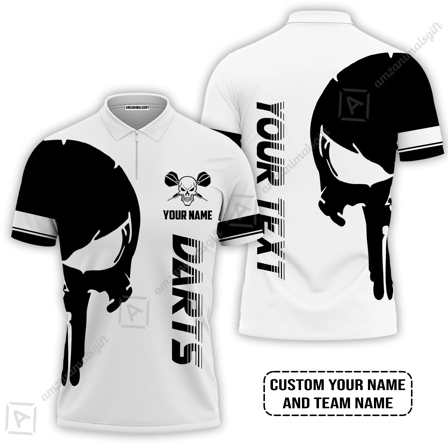 Customized Name & Text Darts Sweatshirt, Darts Skull Personalized Name Darts Sweatshirt - Image 4