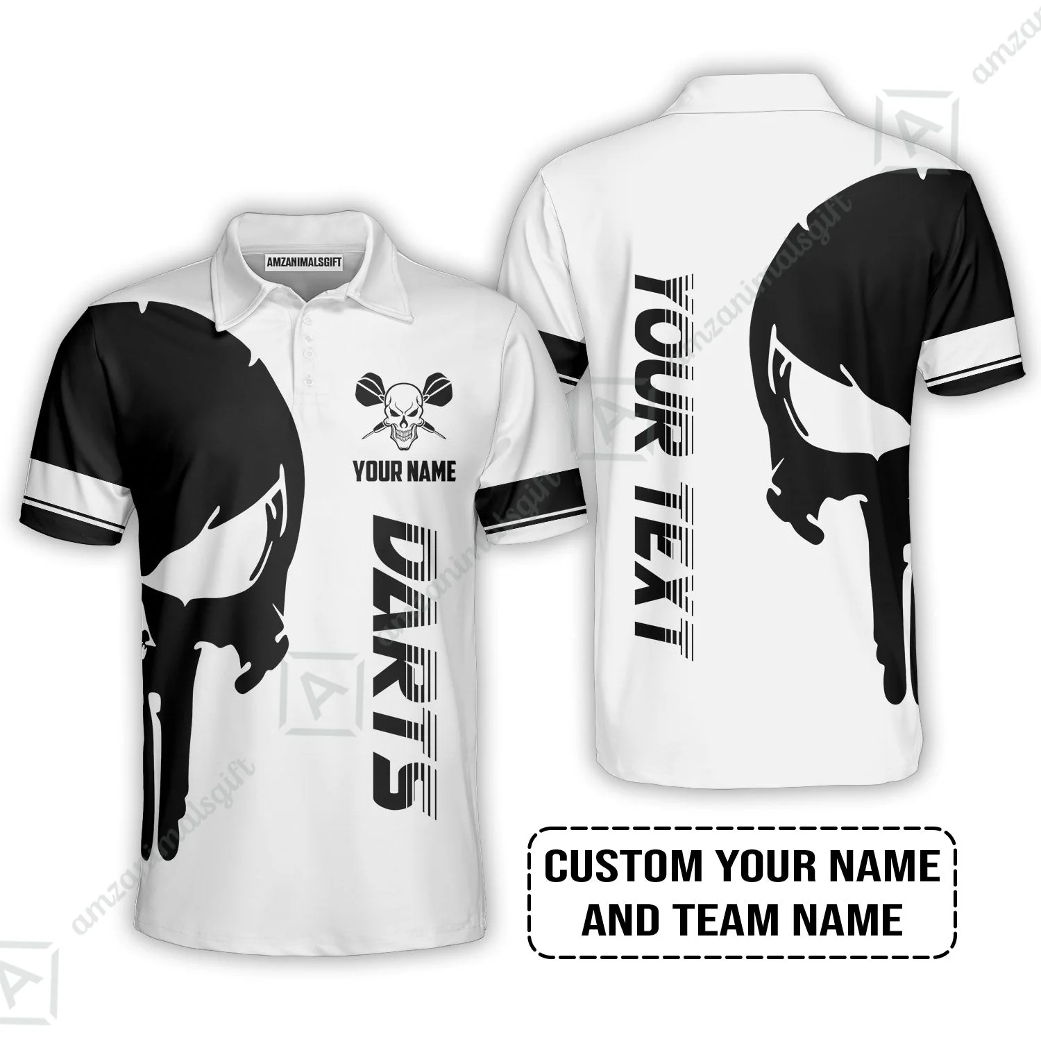 Customized Name & Text Darts Sweatshirt, Darts Skull Personalized Name Darts Sweatshirt - Image 6