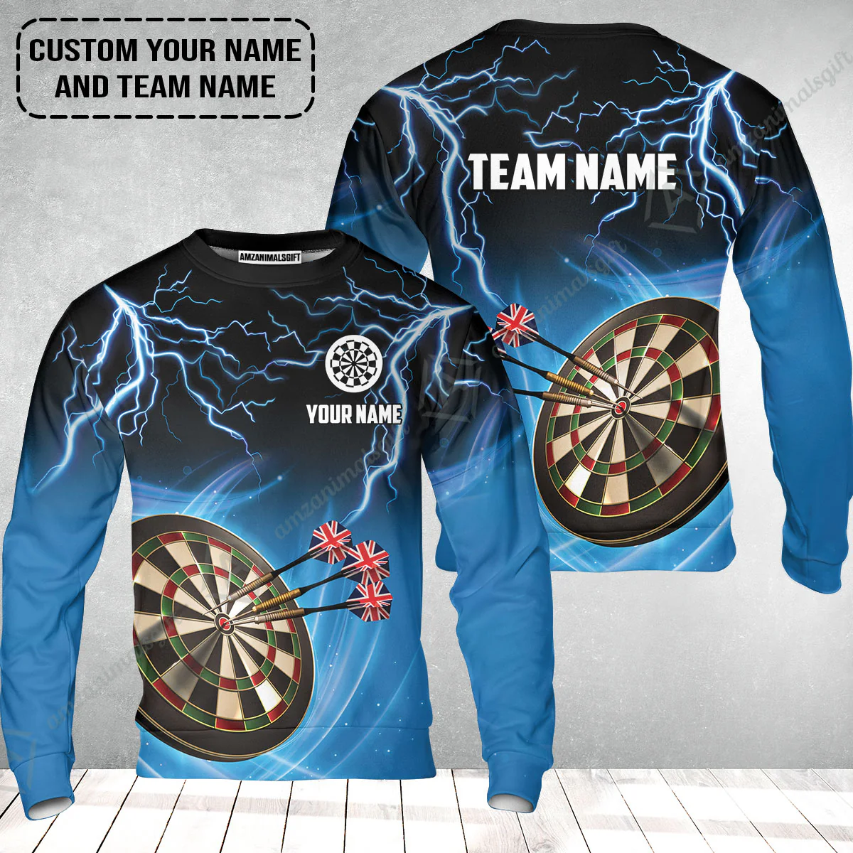 Customized Name & Text Darts Sweatshirt, Kingdom of England Darts Personalized Darts Sweatshirt - Image 2