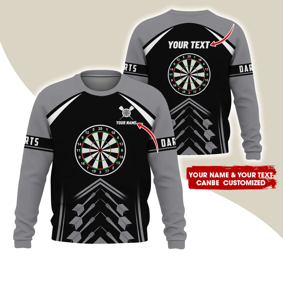 Customized Name & Text Darts Sweatshirt, Personalized Dartboard Uniform Sweatshirt For Men & Women - Gift For Darts Lovers, Darts Players - Image 10