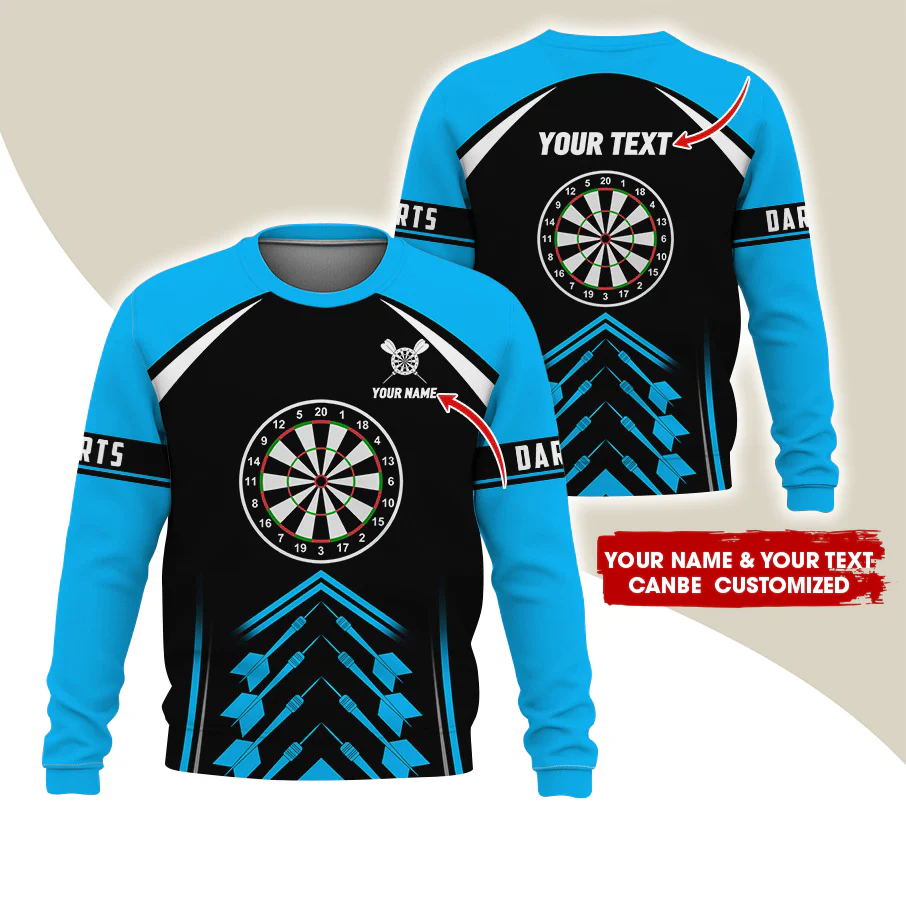 Customized Name & Text Darts Sweatshirt, Personalized Dartboard Uniform Sweatshirt For Men & Women - Gift For Darts Lovers, Darts Players - Image 11