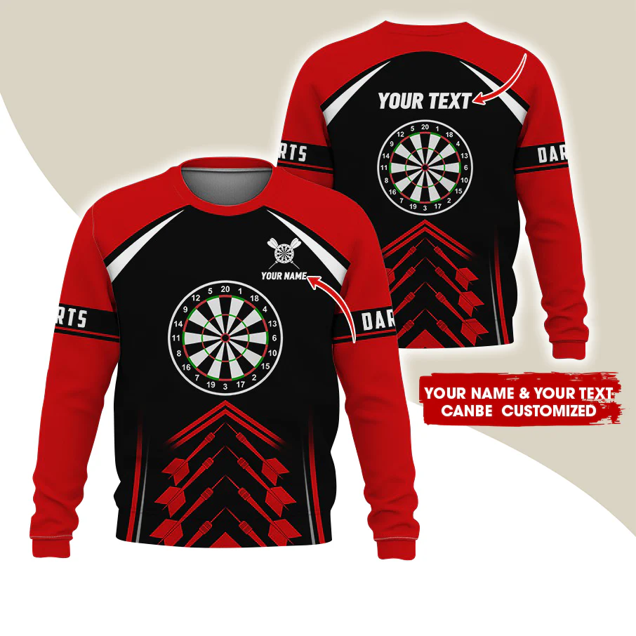 Customized Name & Text Darts Sweatshirt, Personalized Dartboard Uniform Sweatshirt For Men & Women - Gift For Darts Lovers, Darts Players - Image 12