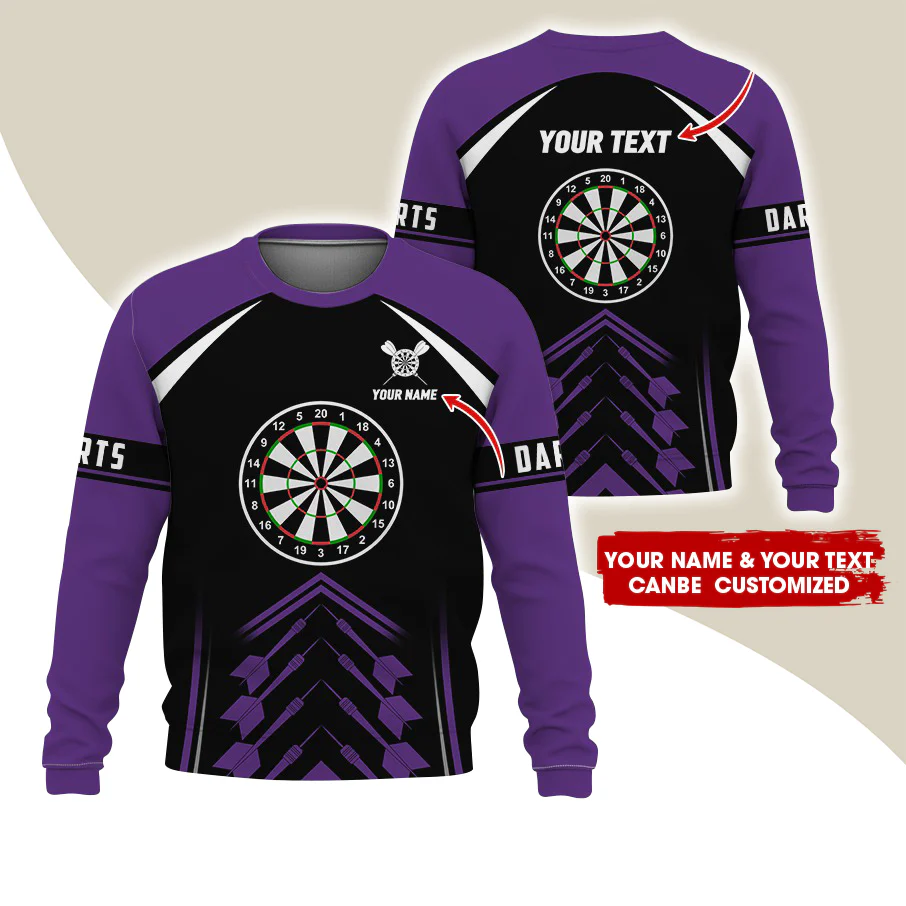 Customized Name & Text Darts Sweatshirt, Personalized Dartboard Uniform Sweatshirt For Men & Women - Gift For Darts Lovers, Darts Players - Image 4