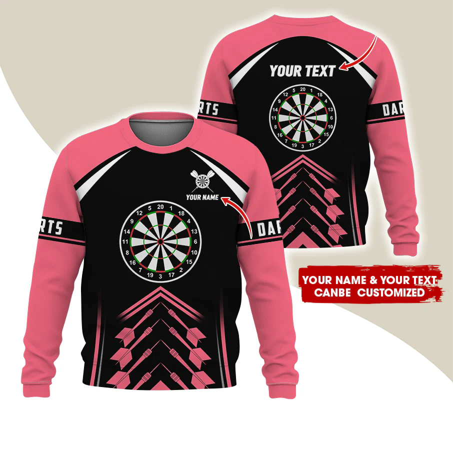 Customized Name & Text Darts Sweatshirt, Personalized Dartboard Uniform Sweatshirt For Men & Women - Gift For Darts Lovers, Darts Players - Image 5