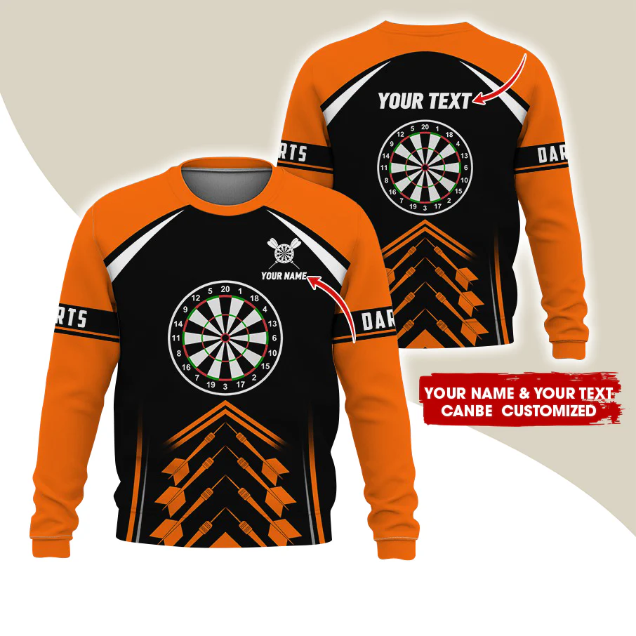 Customized Name & Text Darts Sweatshirt, Personalized Dartboard Uniform Sweatshirt For Men & Women - Gift For Darts Lovers, Darts Players - Image 6