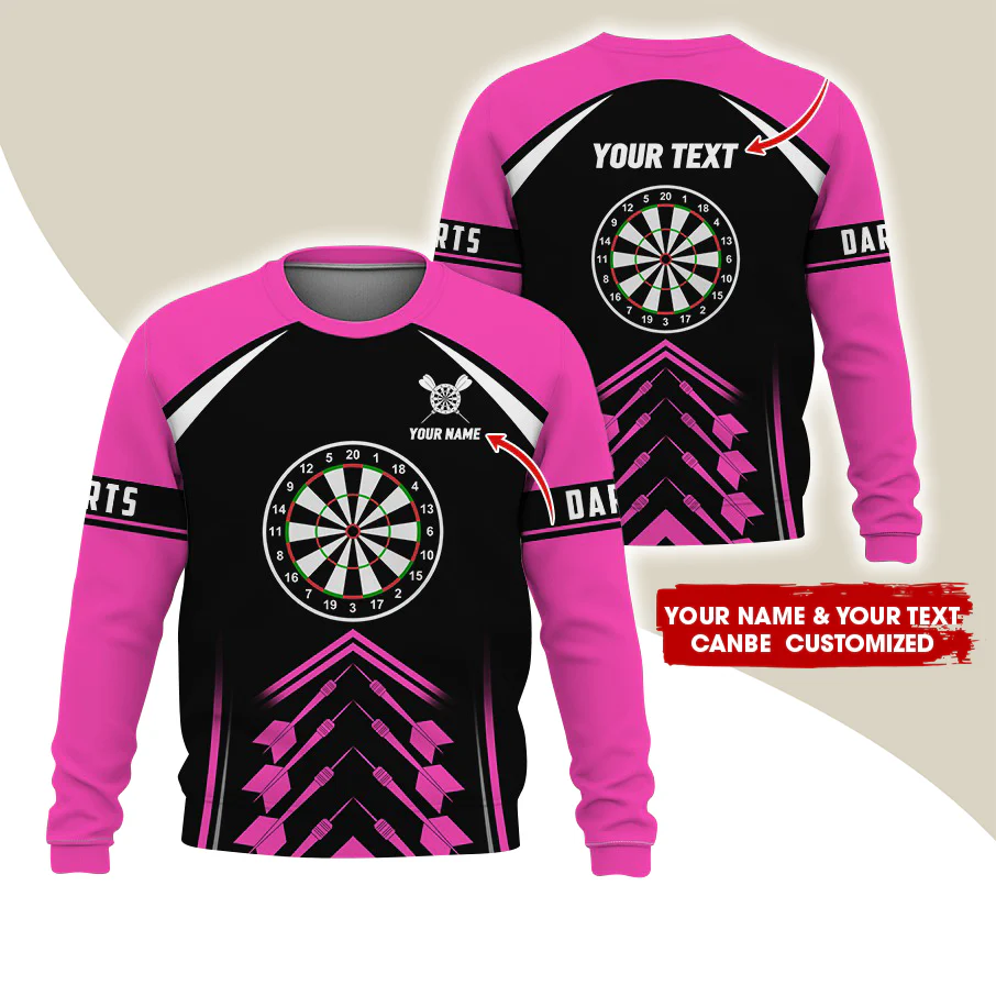 Customized Name & Text Darts Sweatshirt, Personalized Dartboard Uniform Sweatshirt For Men & Women - Gift For Darts Lovers, Darts Players - Image 7