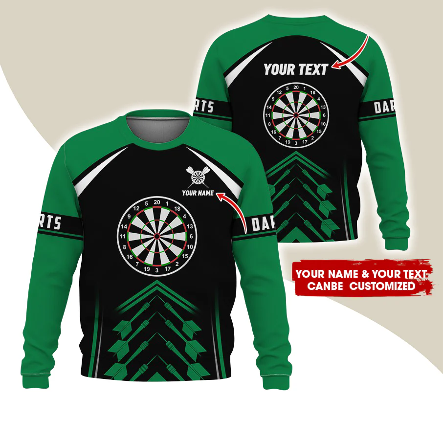 Customized Name & Text Darts Sweatshirt, Personalized Dartboard Uniform Sweatshirt For Men & Women - Gift For Darts Lovers, Darts Players - Image 9