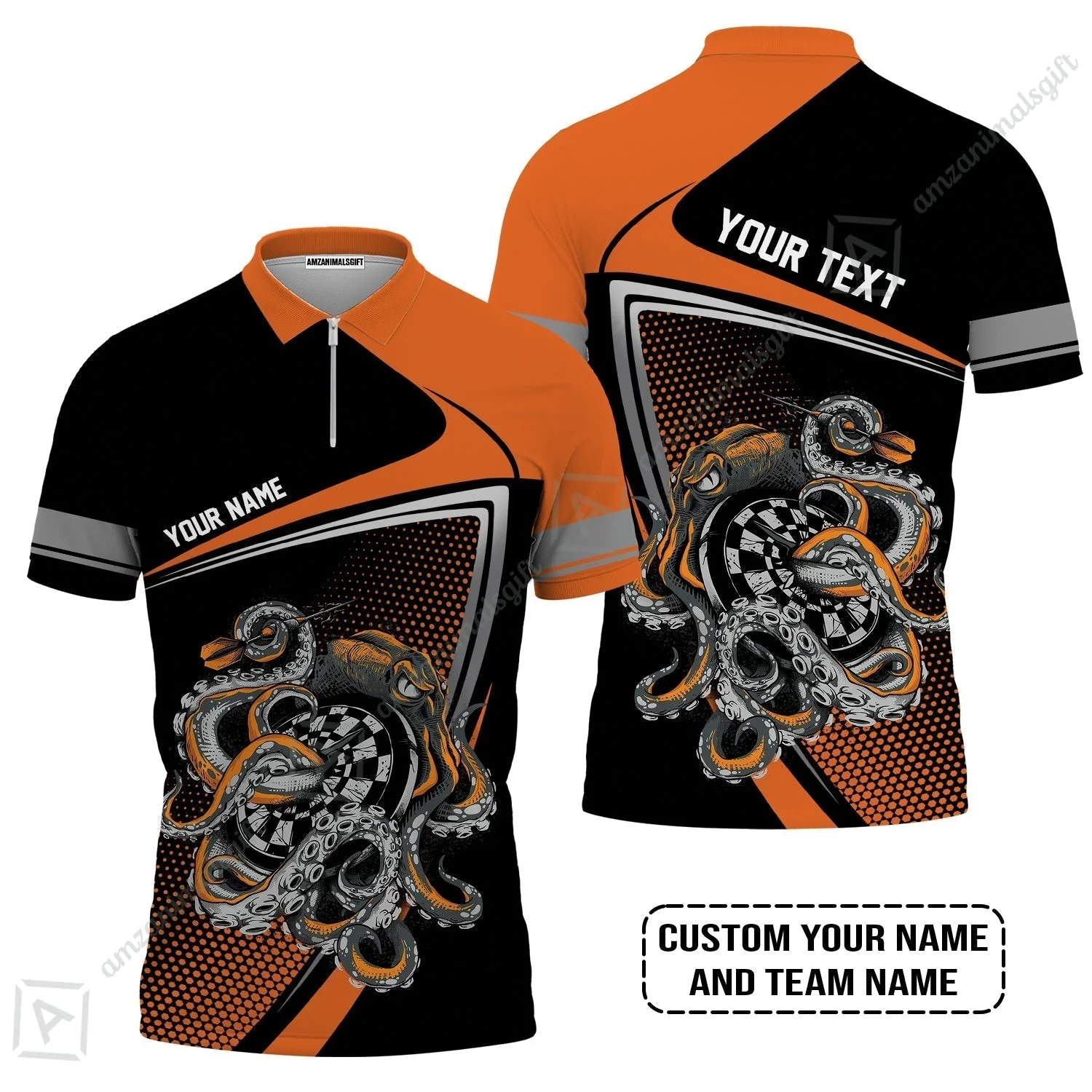 Customized Name & Text Darts Sweatshirt, Personalized Darts And Octopus Sweatshirt - Image 4