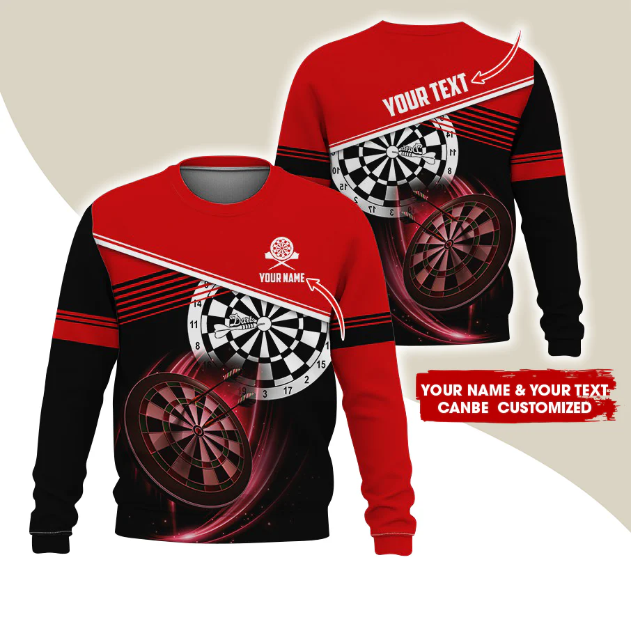 Customized Name & Text Darts Sweatshirt, Personalized Darts Team Uniforms Sweatshirt For Men & Women - Gift For Darts Lovers, Darts Players - Image 3