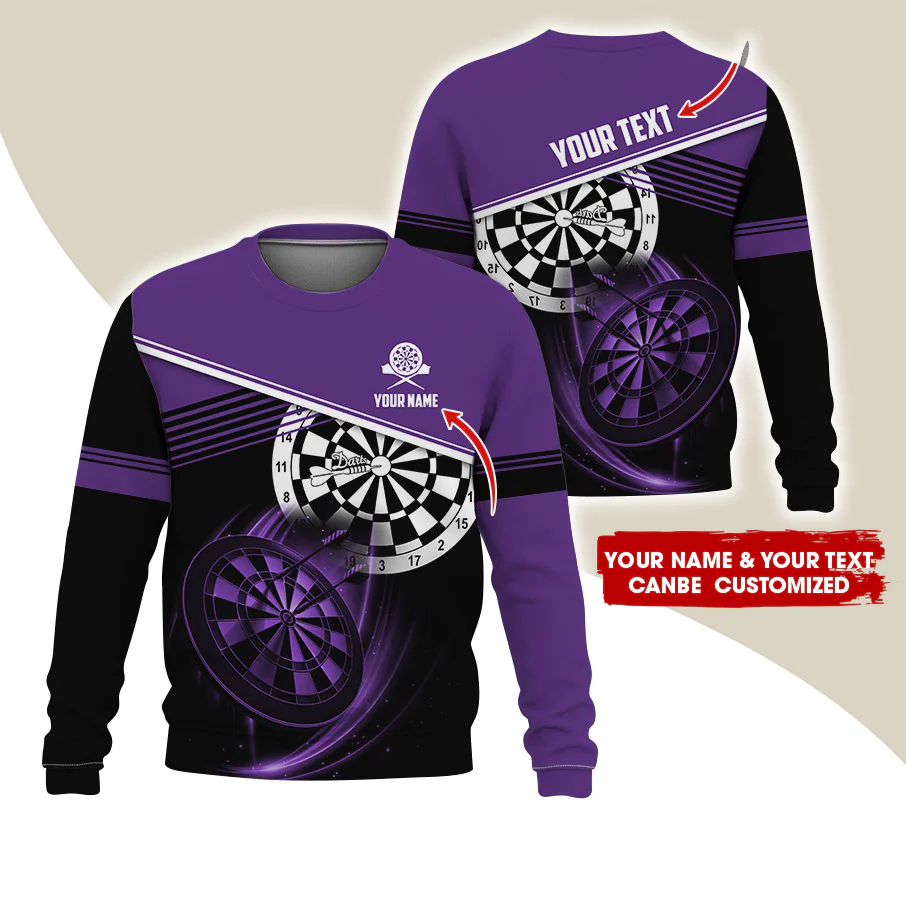 Customized Name & Text Darts Sweatshirt, Personalized Darts Team Uniforms Sweatshirt For Men & Women - Gift For Darts Lovers, Darts Players - Image 4