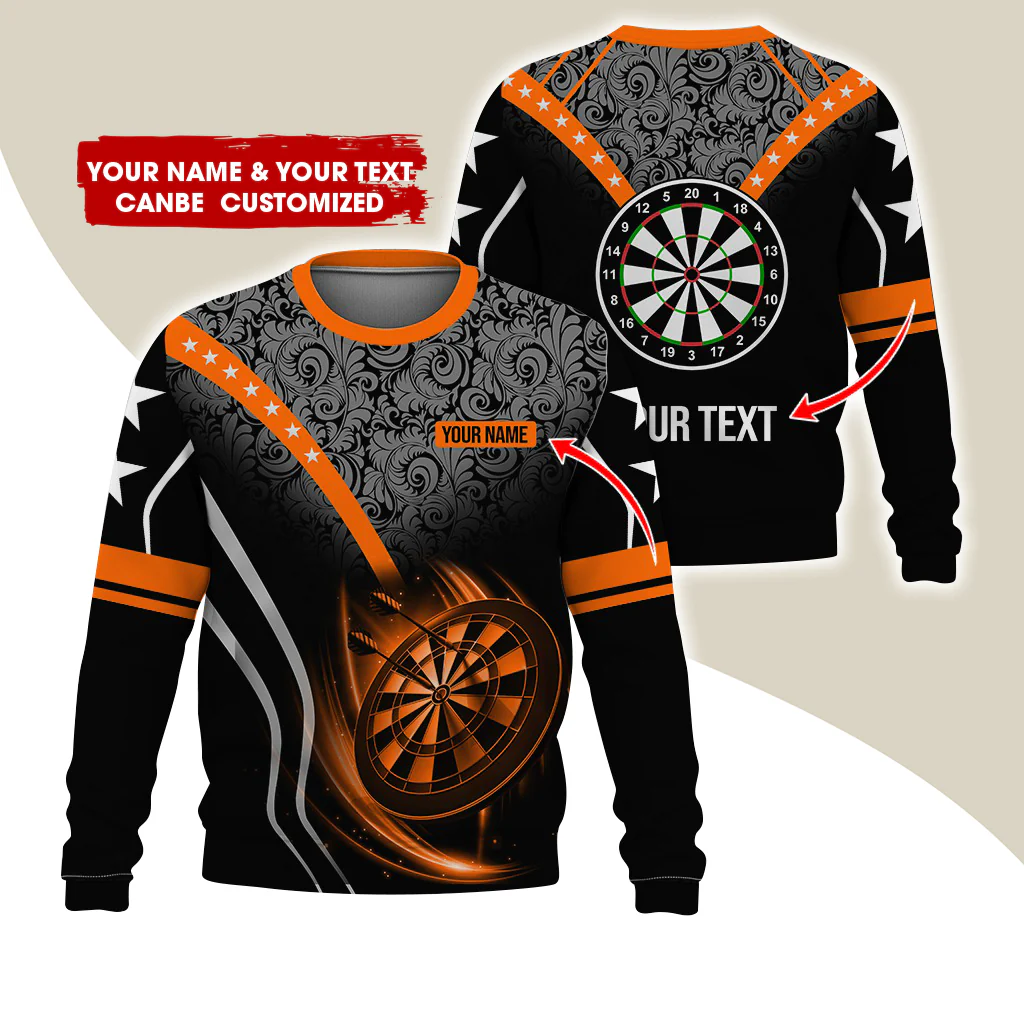 Customized Name & Text Darts Sweatshirt, Personalized Darts Uniforms Sweatshirts For Men - Gift For Darts Lovers, Darts Players - Image 3