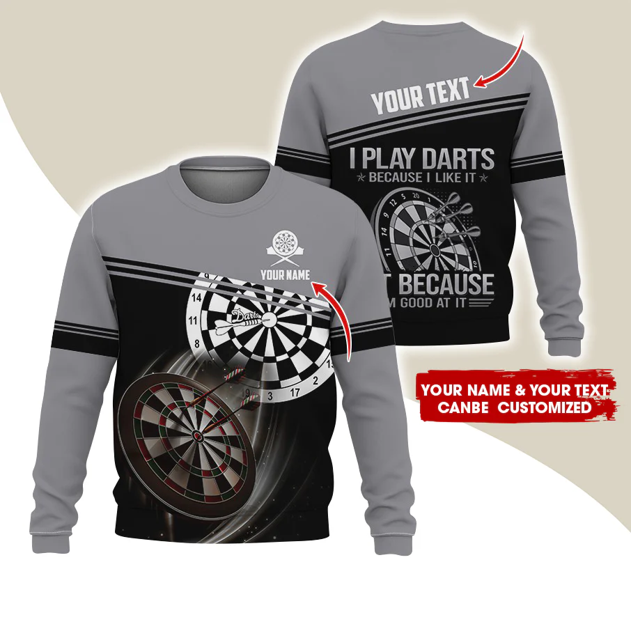 Customized Name & Text Darts Sweatshirt, Personalized I Play Darts Sweatshirt For Men & Women - Gift For Darts Lovers, Darts Players - Image 2