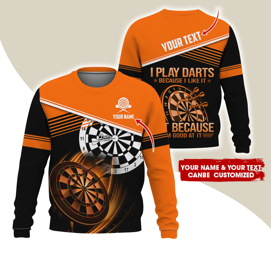 Customized Name & Text Darts Sweatshirt, Personalized I Play Darts Sweatshirt For Men & Women - Gift For Darts Lovers, Darts Players - Image 7