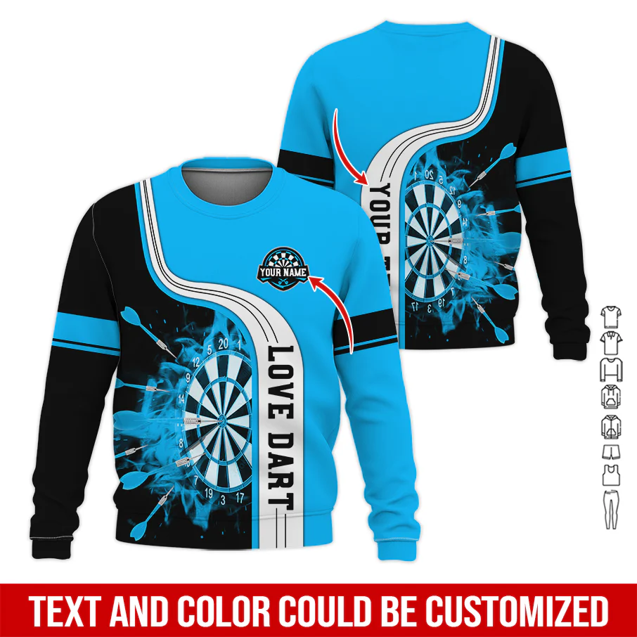 Customized Name & Text Darts Sweatshirt, Personalized Name Love Dart Sweatshirt For Men & Women - Gift For Darts Lovers, Darts Players - Image 5