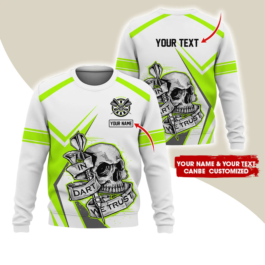 Customized Name & Text Darts Sweatshirt, Personalized Name Skull Plays Darts Sweatshirt For Men & Women - Gift For Darts Lovers, Darts Players - Image 5