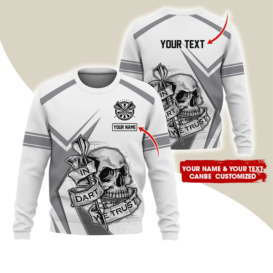 Customized Name & Text Darts Sweatshirt, Personalized Name Skull Plays Darts Sweatshirt For Men & Women - Gift For Darts Lovers, Darts Players - Image 6