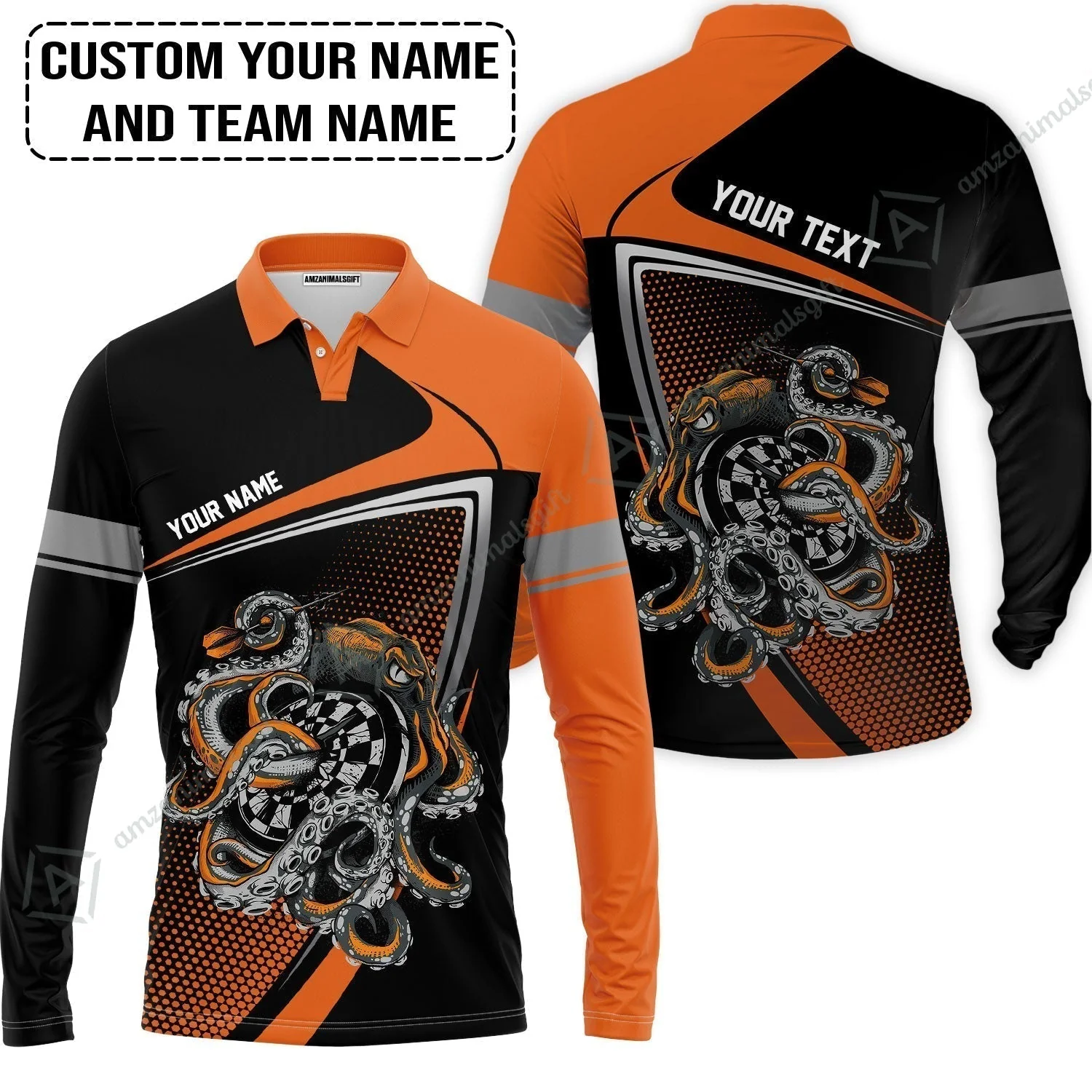 Customized Name & Text Darts T-Shirt, Personalized Darts And Octopus T-Shirt - Image 7