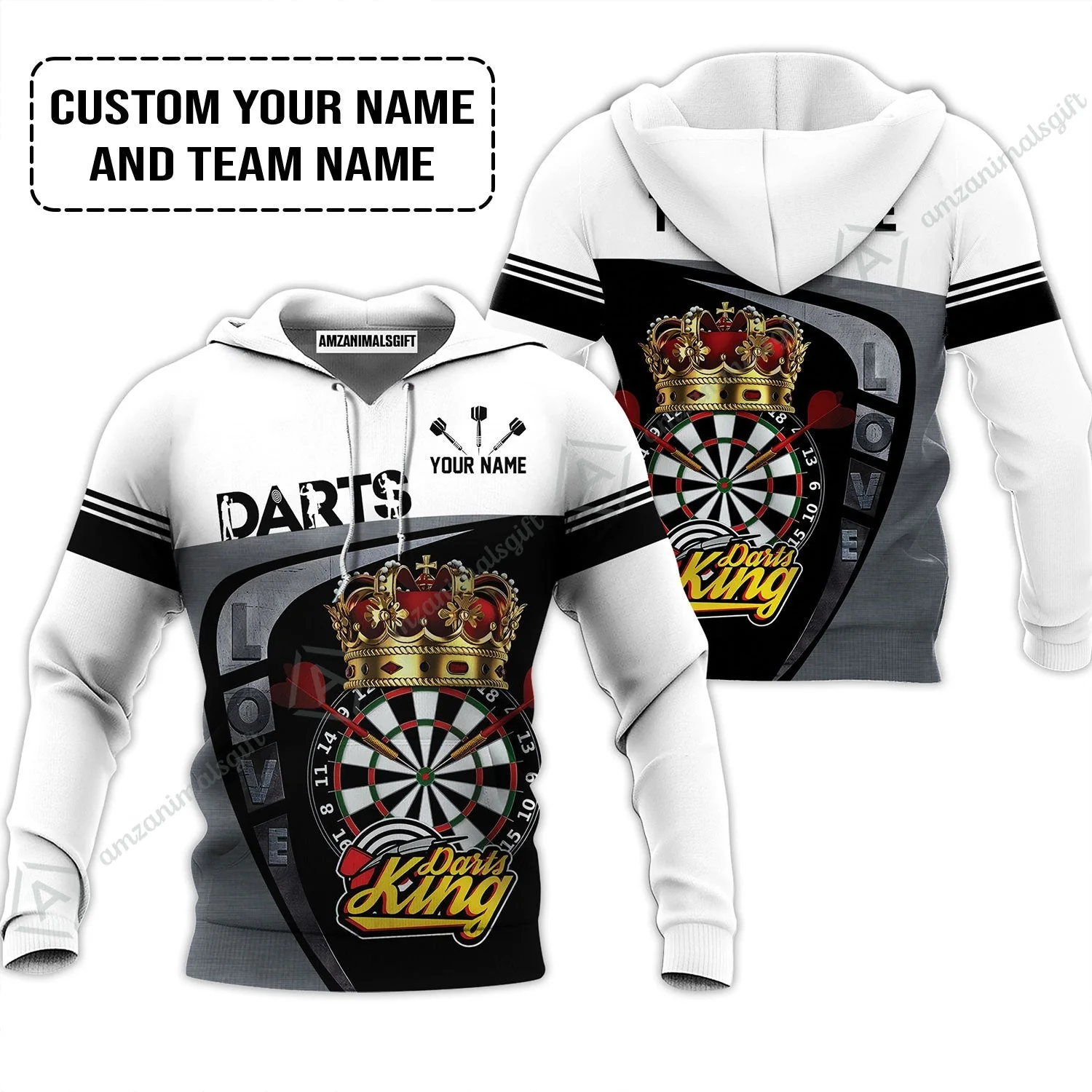 Customized Name & Text Darts Zip Polo Shirt, Darts King Personalized Name Darts Uniforms Zip Polo Shirt - Image 5
