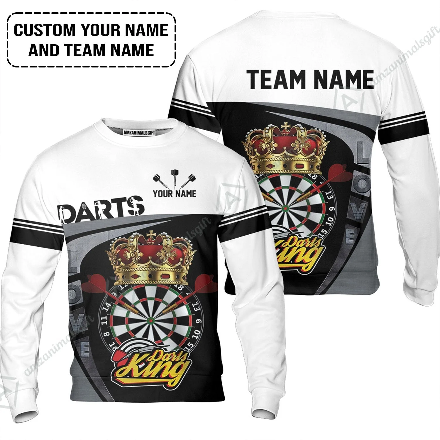 Customized Name & Text Darts Zip Polo Shirt, Darts King Personalized Name Darts Uniforms Zip Polo Shirt - Image 6