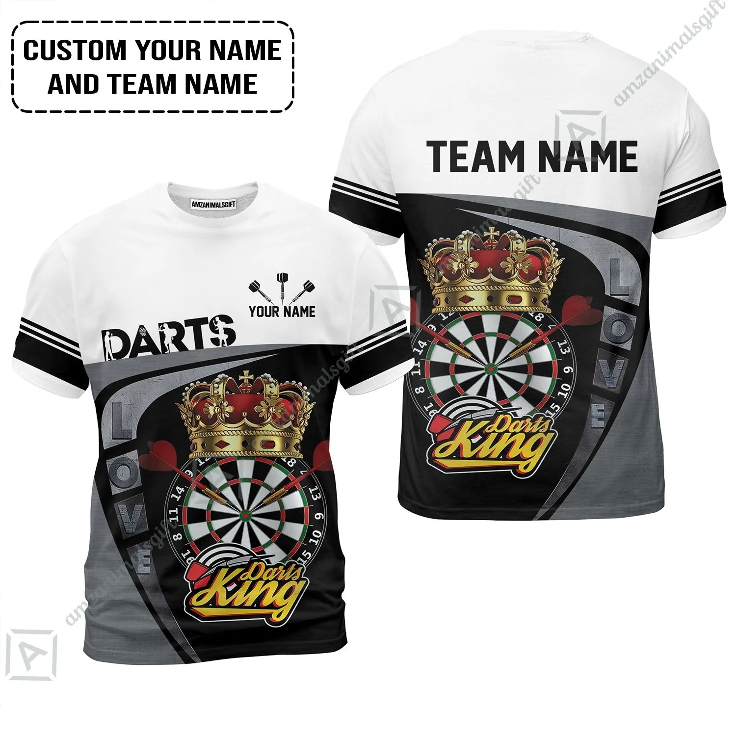 Customized Name & Text Darts Zip Polo Shirt, Darts King Personalized Name Darts Uniforms Zip Polo Shirt - Image 8