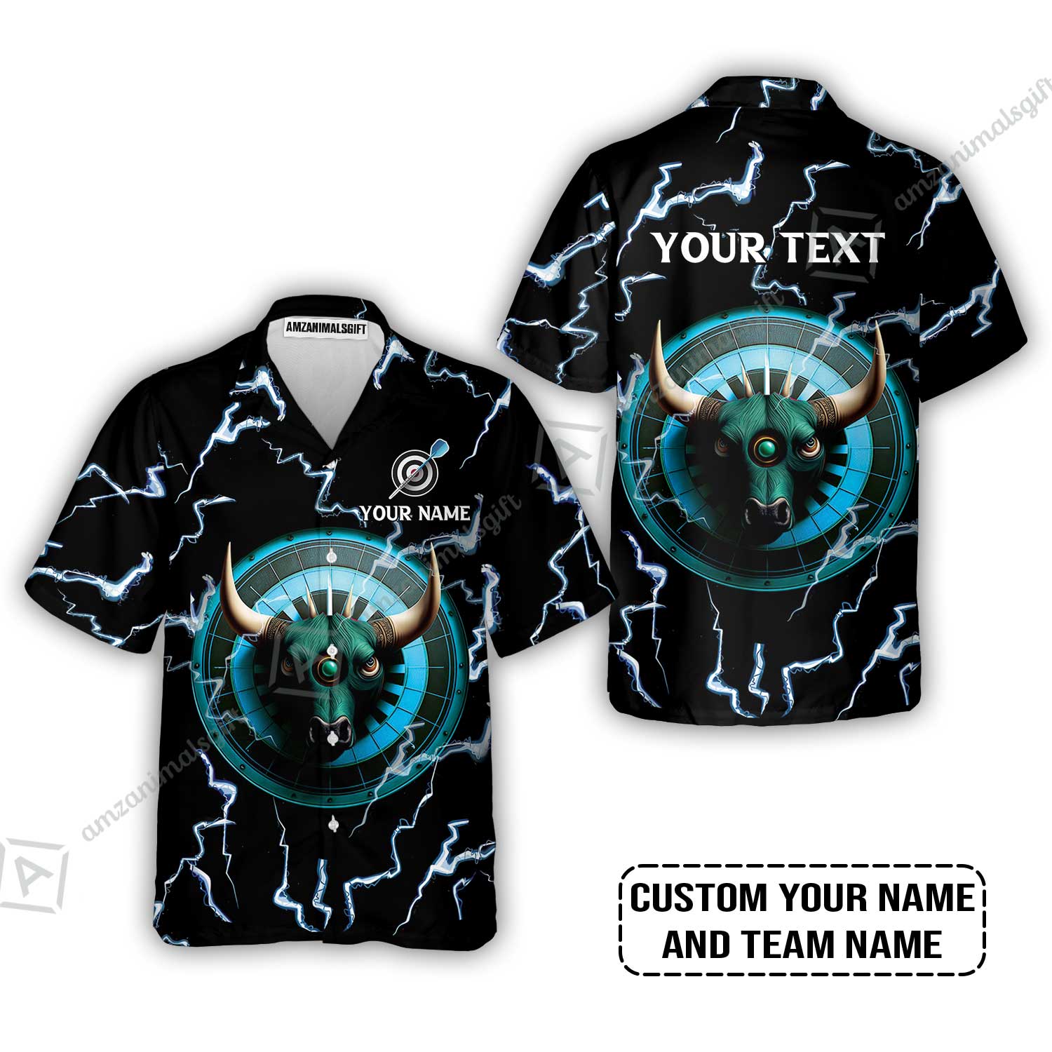 Customized Name & Text Darts Zip Polo Shirt, Personalized Name Bullseye Dartboard Zip Polo Shirt - Image 7