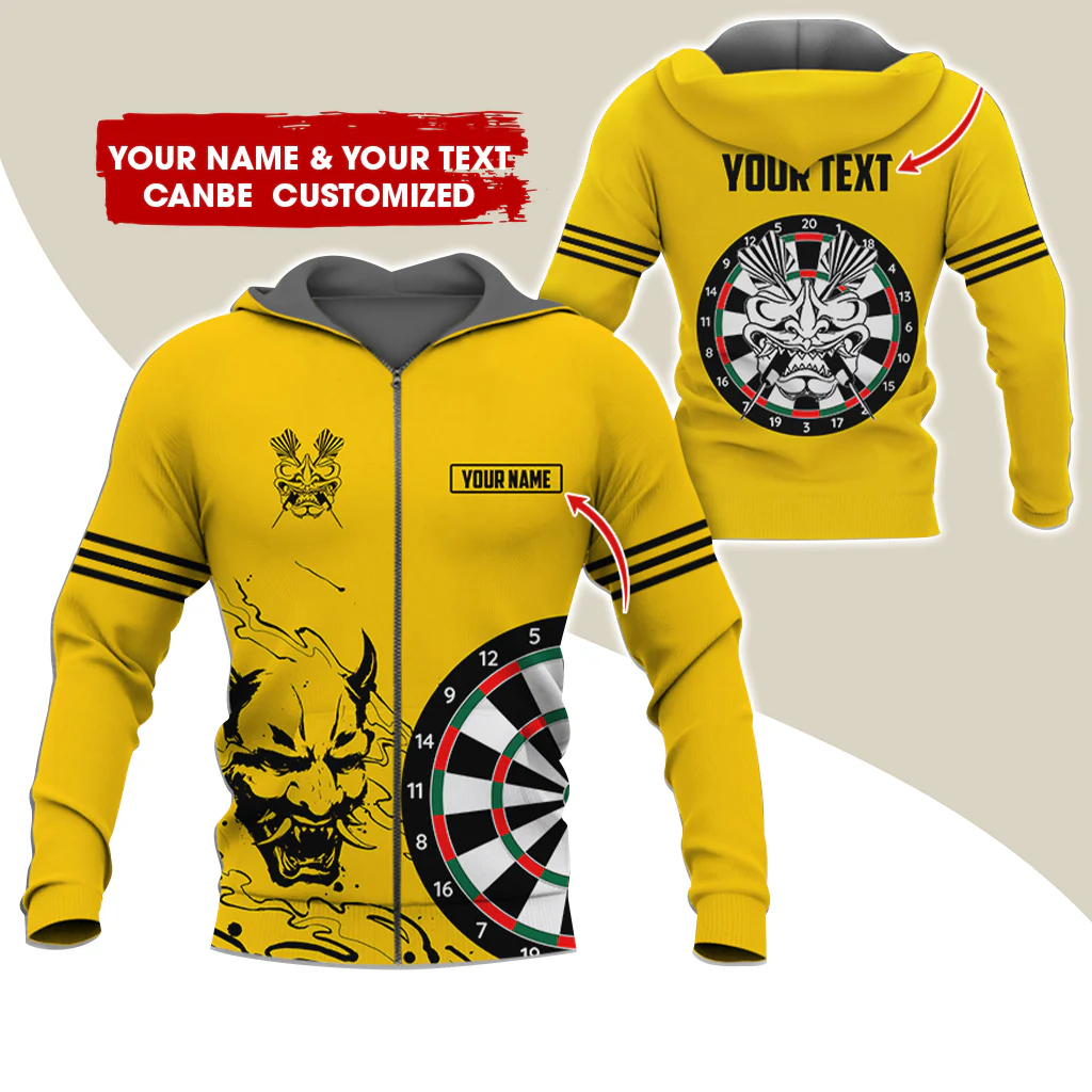 Customized Name & Text Dragon Darts Premium Zip Hoodie, Custom Name & Text Darts Zip Hoodie For Men & Women - Gift For Darts Lovers, Darts Players - Image 5