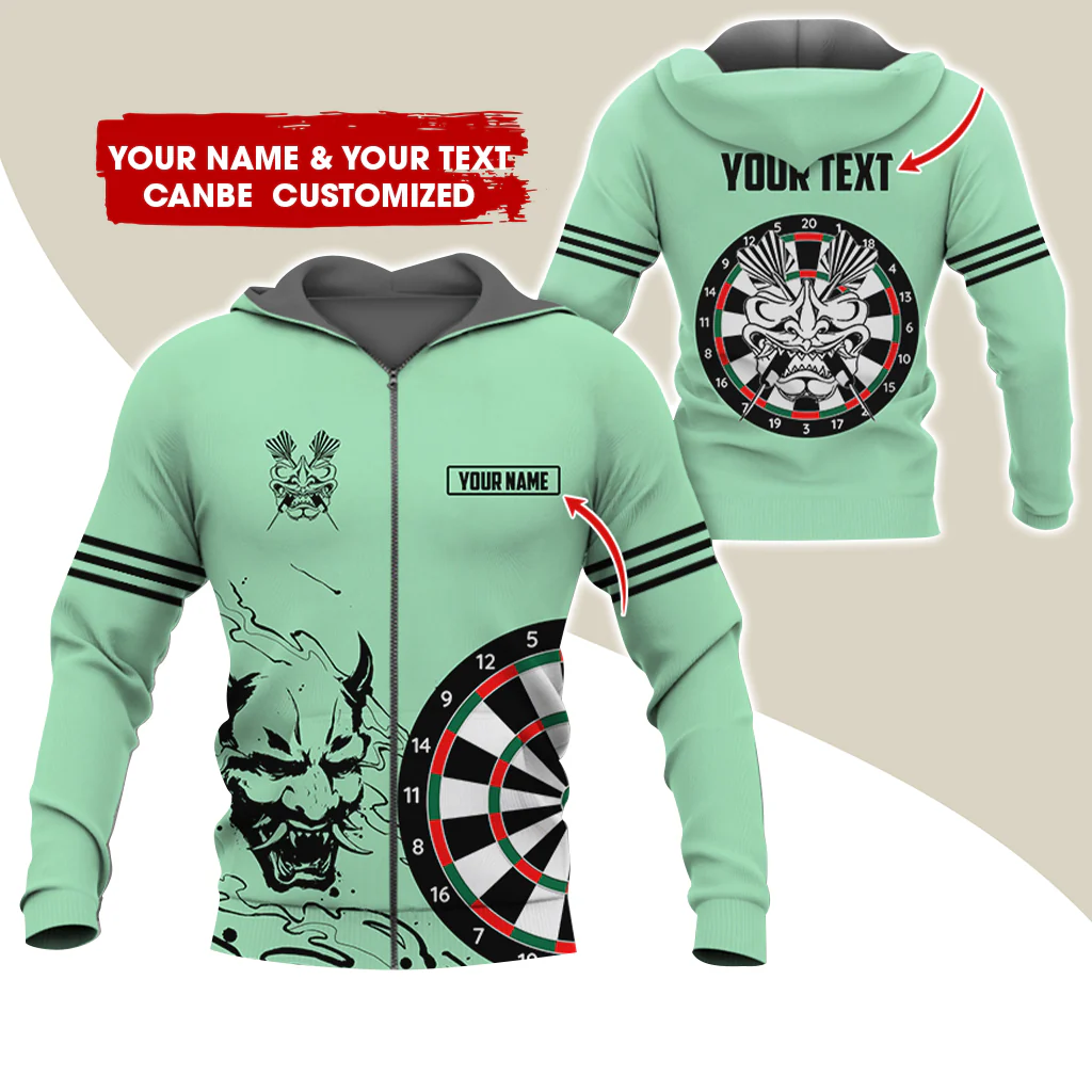 Customized Name & Text Dragon Darts Premium Zip Hoodie, Custom Name & Text Darts Zip Hoodie For Men & Women - Gift For Darts Lovers, Darts Players - Image 6