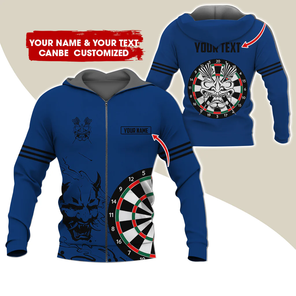 Customized Name & Text Dragon Darts Premium Zip Hoodie, Custom Name & Text Darts Zip Hoodie For Men & Women - Gift For Darts Lovers, Darts Players - Image 7