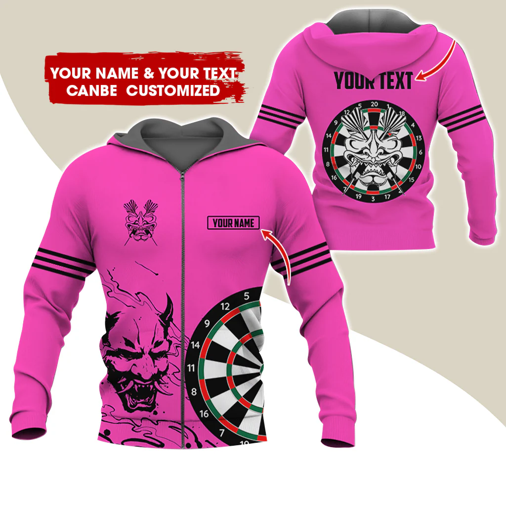Customized Name & Text Dragon Darts Premium Zip Hoodie, Custom Name & Text Darts Zip Hoodie For Men & Women - Gift For Darts Lovers, Darts Players - Image 8