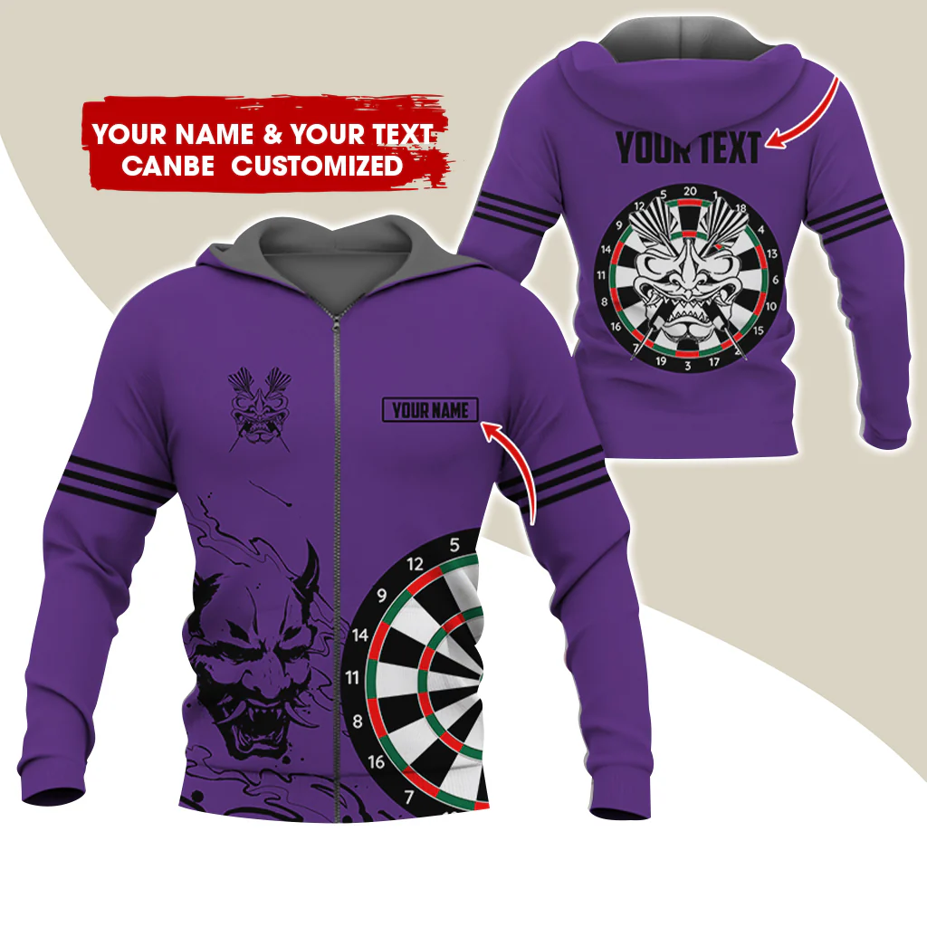 Customized Name & Text Dragon Darts Premium Zip Hoodie, Custom Name & Text Darts Zip Hoodie For Men & Women - Gift For Darts Lovers, Darts Players - Image 9