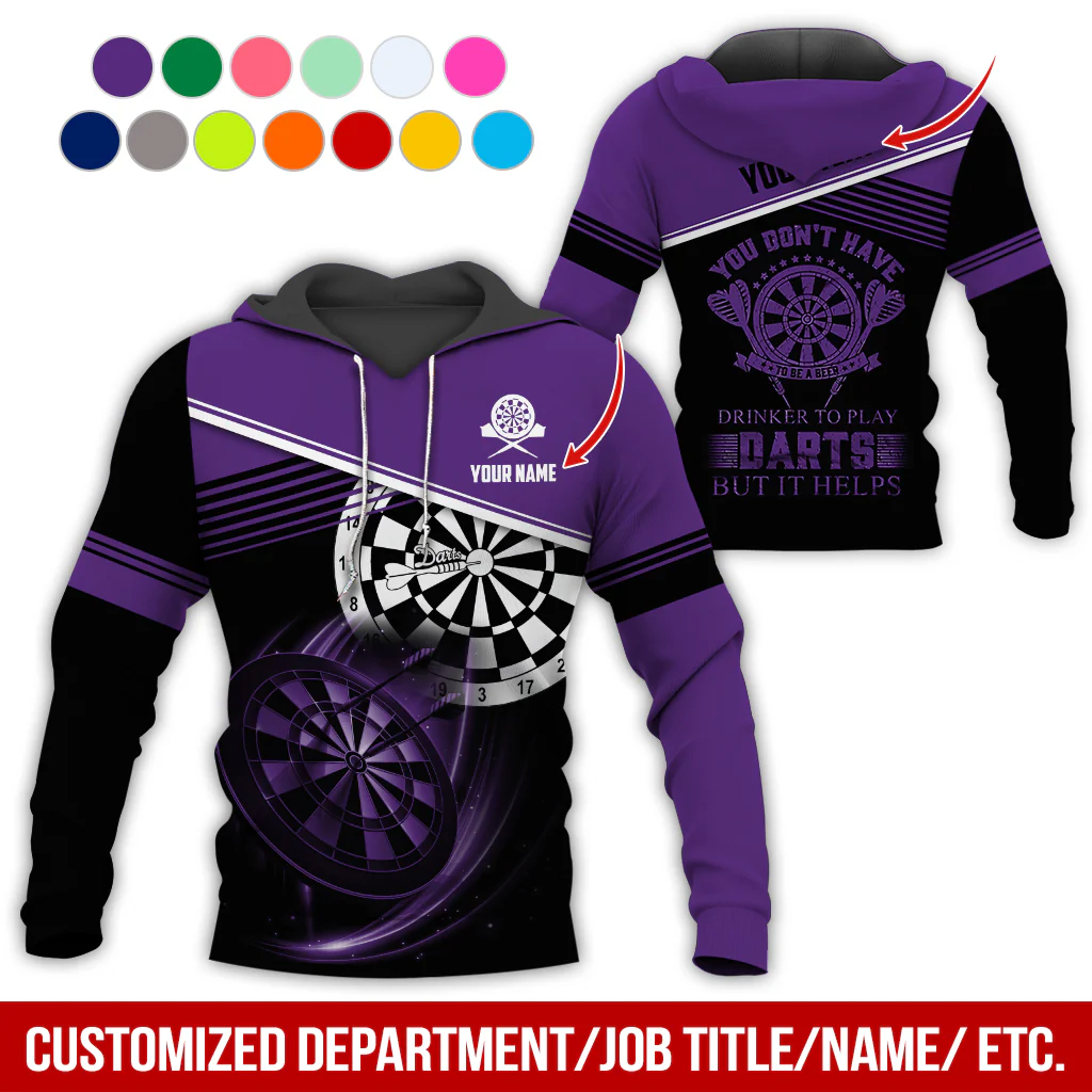 Customized Name & Text & Text Darts Premium Hoodie, You Don't have Drinker Yo Play Darts But It Helps Hoodie, Perfect Gift For Darts Lovers, Friend, Family - Image 11