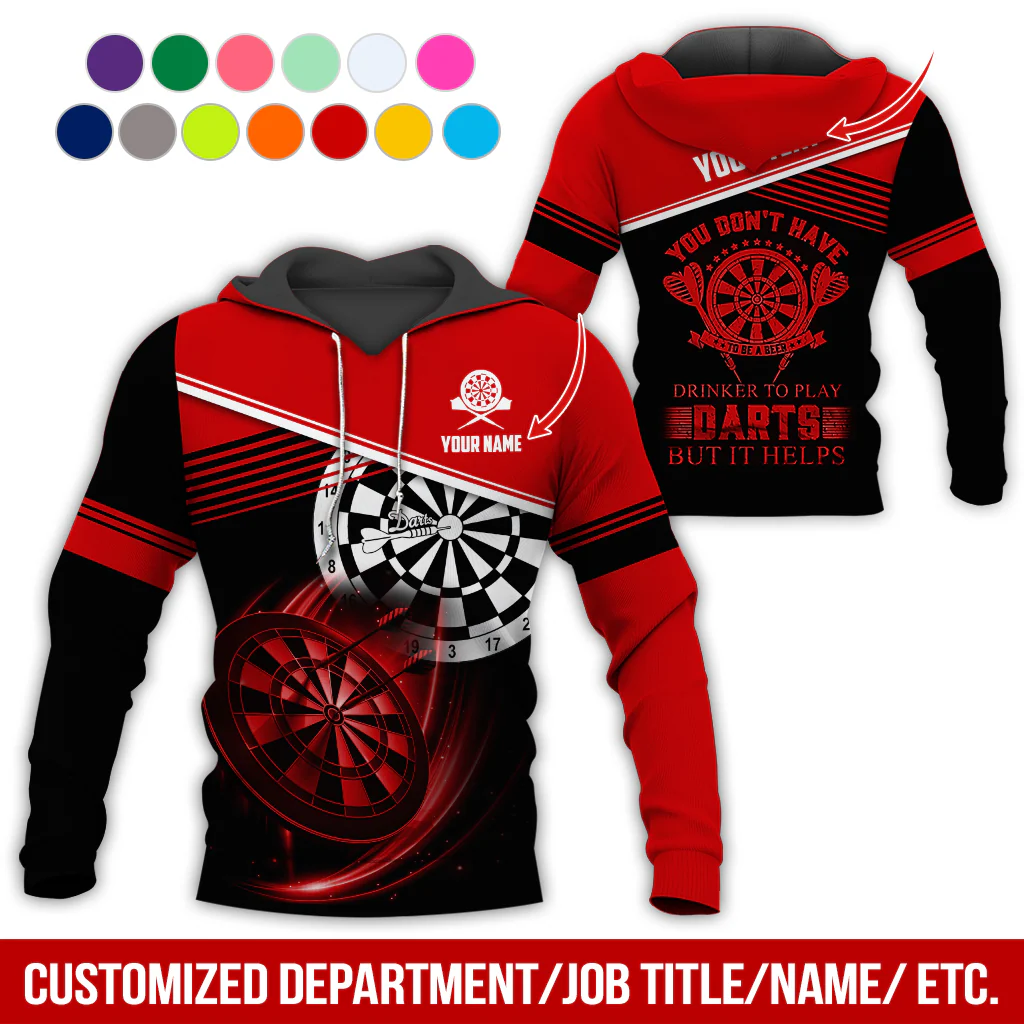 Customized Name & Text & Text Darts Premium Hoodie, You Don't have Drinker Yo Play Darts But It Helps Hoodie, Perfect Gift For Darts Lovers, Friend, Family - Image 12