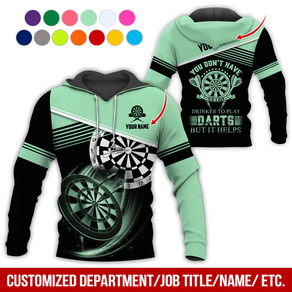 Customized Name & Text & Text Darts Premium Hoodie, You Don't have Drinker Yo Play Darts But It Helps Hoodie, Perfect Gift For Darts Lovers, Friend, Family - Image 3