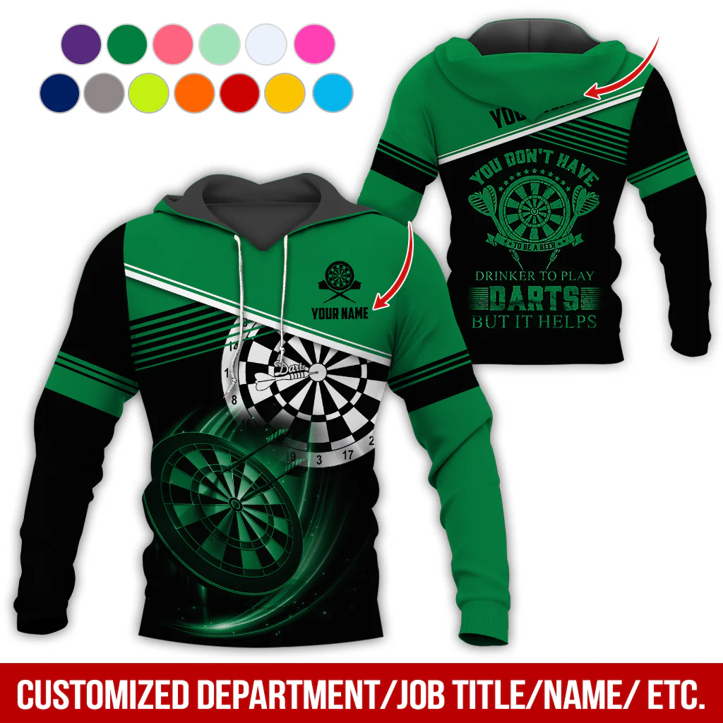 Customized Name & Text & Text Darts Premium Hoodie, You Don't have Drinker Yo Play Darts But It Helps Hoodie, Perfect Gift For Darts Lovers, Friend, Family - Image 5