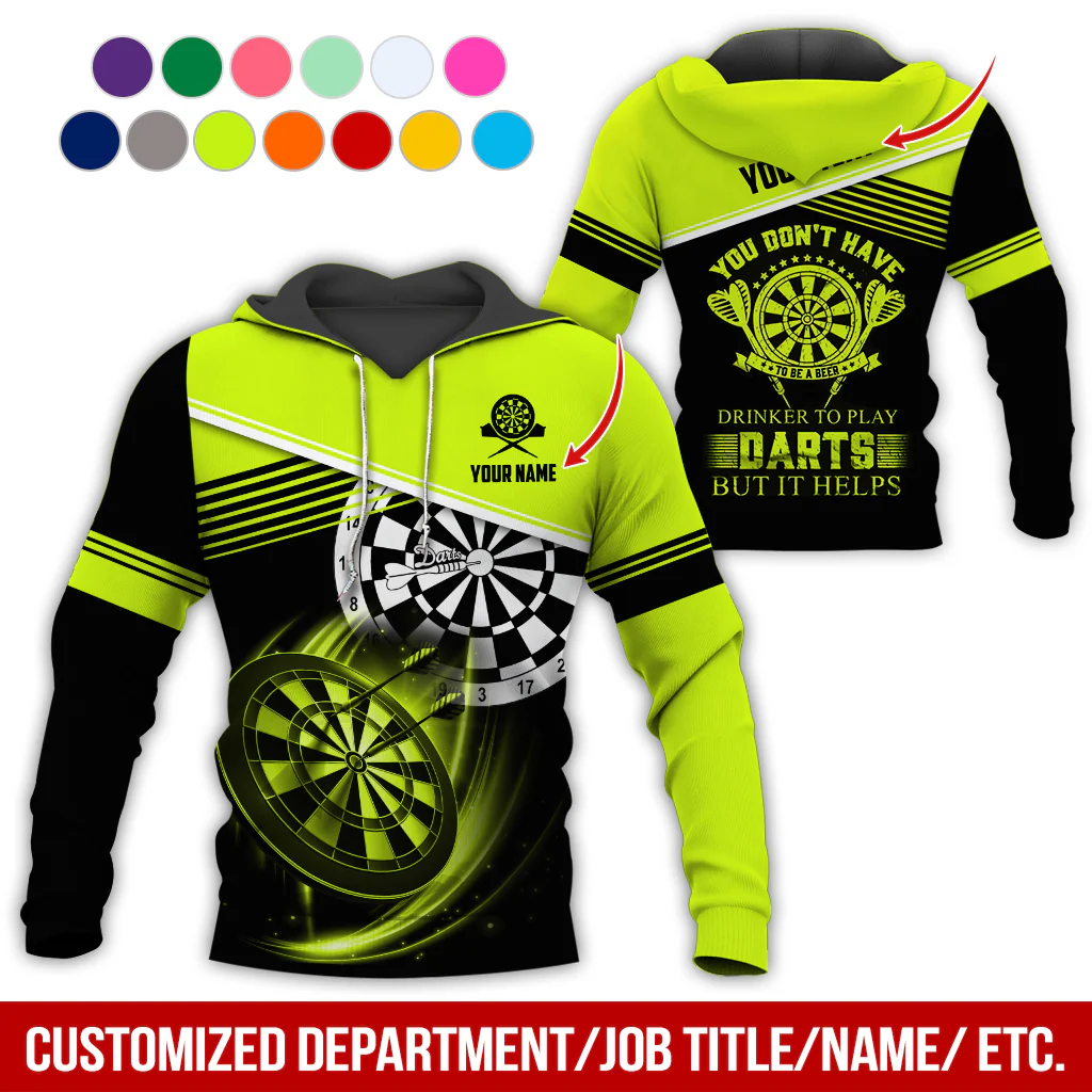 Customized Name & Text & Text Darts Premium Hoodie, You Don't have Drinker Yo Play Darts But It Helps Hoodie, Perfect Gift For Darts Lovers, Friend, Family - Image 6