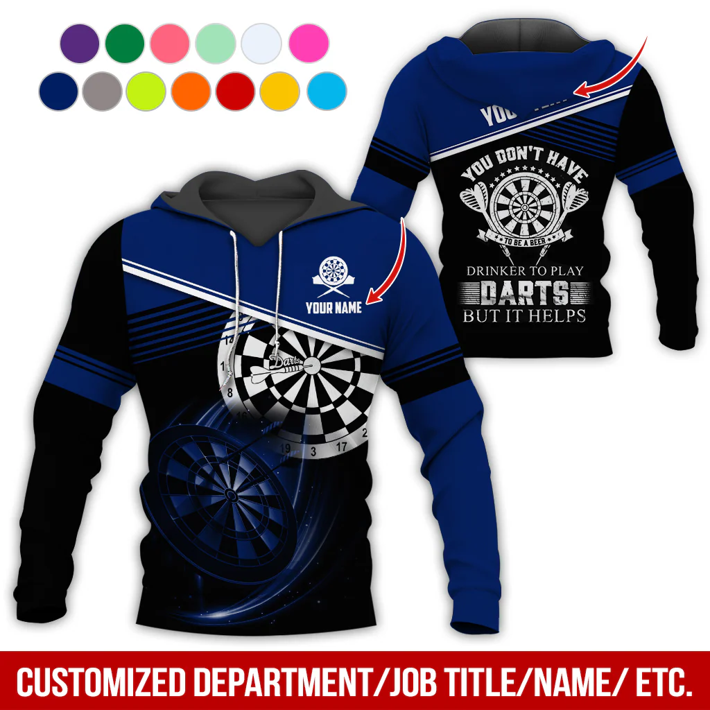 Customized Name & Text & Text Darts Premium Hoodie, You Don't have Drinker Yo Play Darts But It Helps Hoodie, Perfect Gift For Darts Lovers, Friend, Family - Image 7