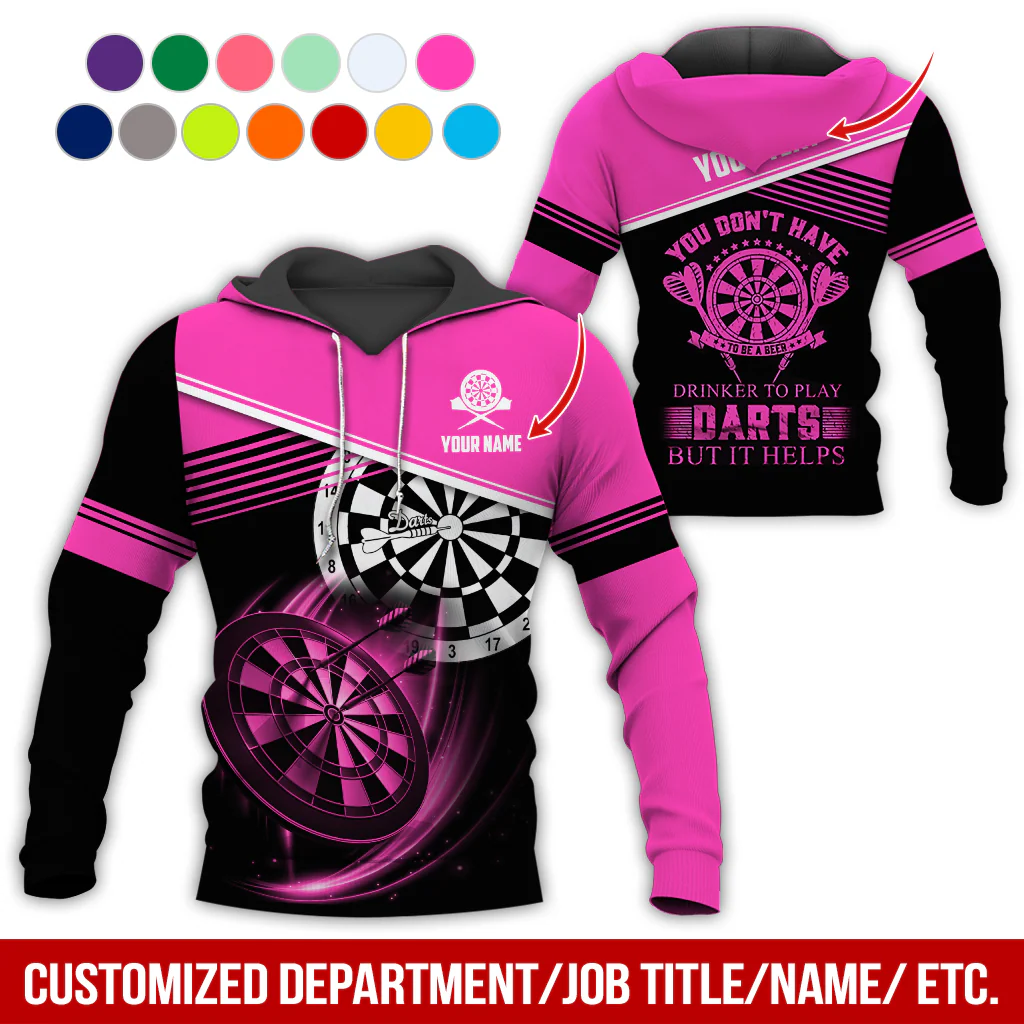 Customized Name & Text & Text Darts Premium Hoodie, You Don't have Drinker Yo Play Darts But It Helps Hoodie, Perfect Gift For Darts Lovers, Friend, Family - Image 8